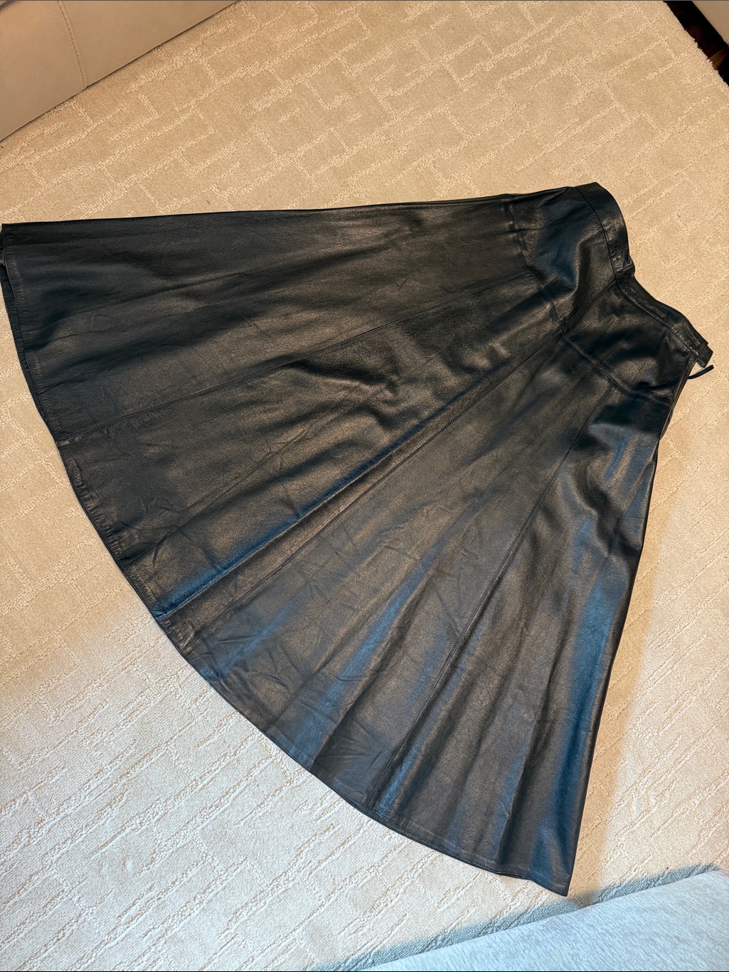 Womenâs Black Vintage Leather A-Line Midi Skirt